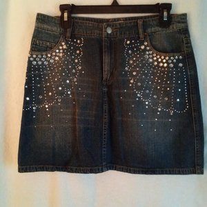CACHE' Denim Skirt w/Rhinestones Size: 8 Brand New -Never Worn (Vintage)